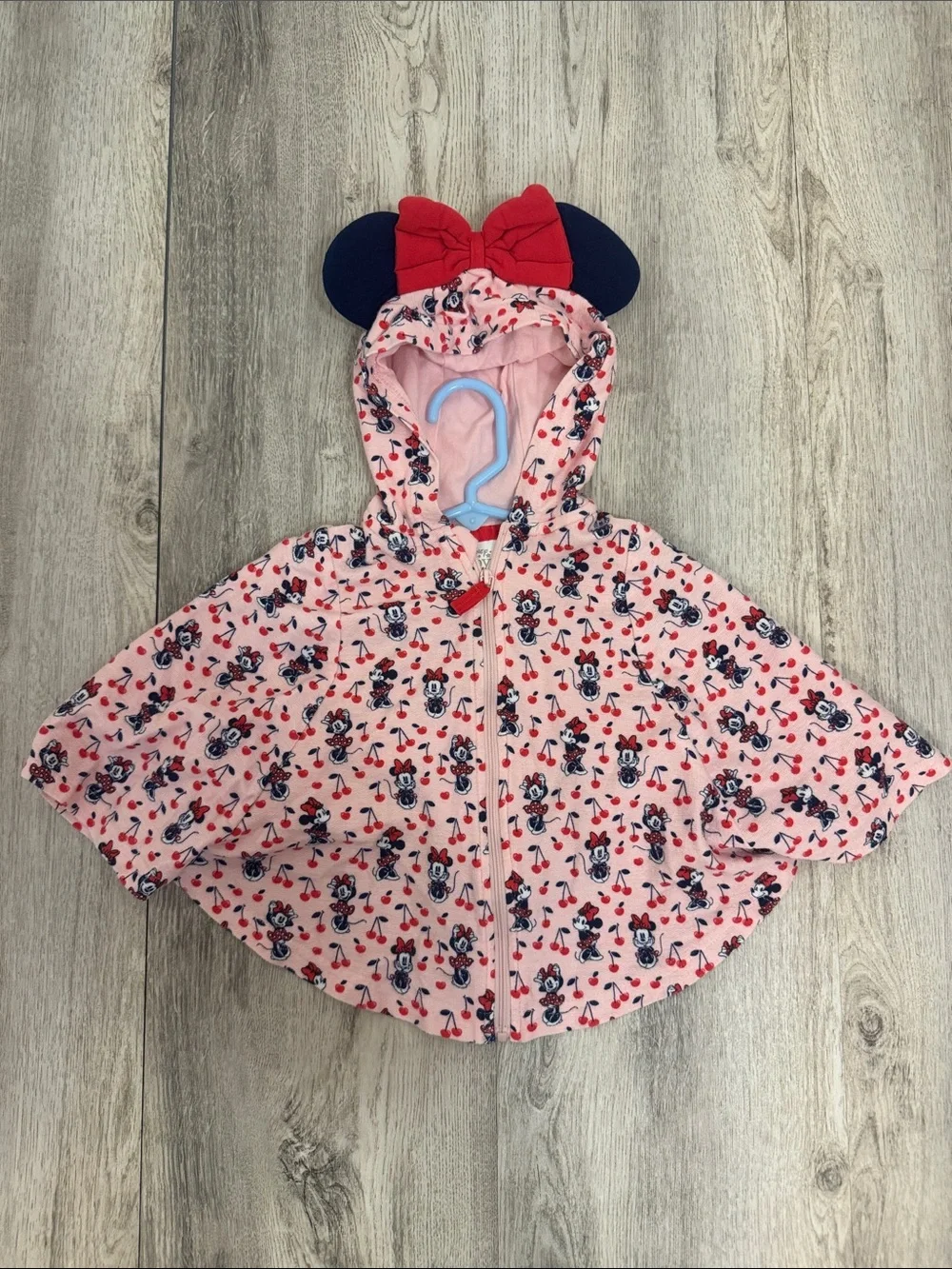 Disney Pink Minnie Mouse Hooded Swim Poncho with Navy Ears and Red Bow